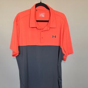 Under Armour Men's Polo Shirt - Coral and Gray